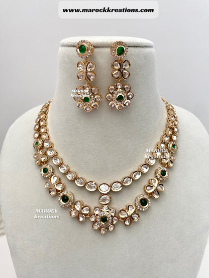 Diva Tyani Inspired Premium Quality gold plated Kundan double layer exclusive Necklace set