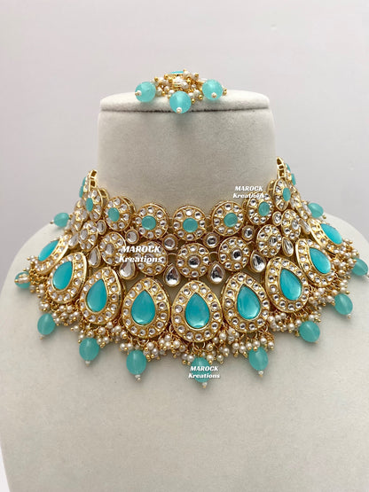 Premium Quality Thappa Kundan Necklace set