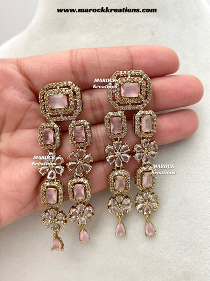 Arvin Antique Gold American Diamond triple layer Statement Necklace set