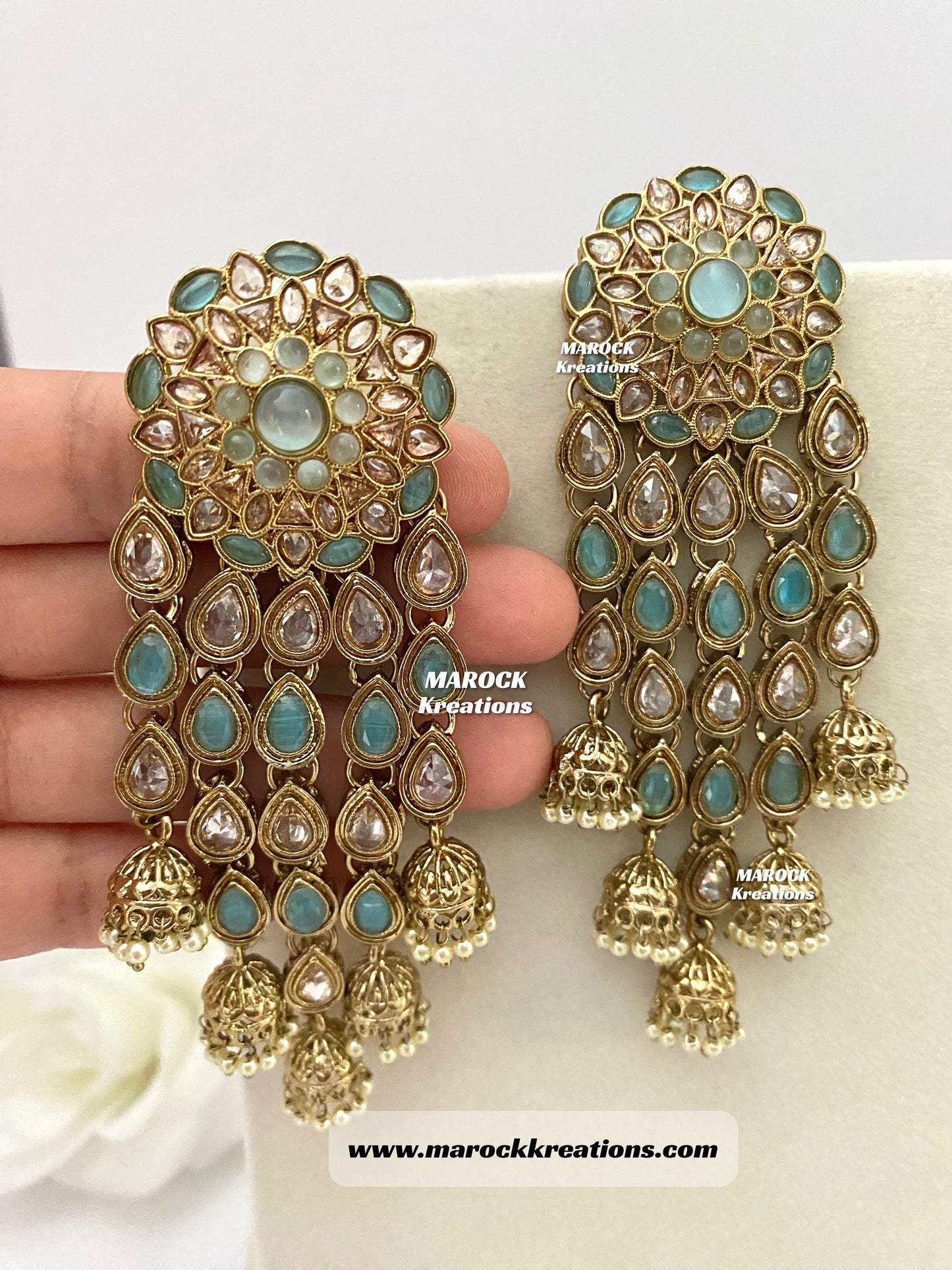 Bollywood style High Quality Antique Gold Polki Statement Earrings