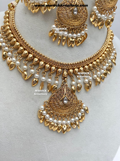 Diya Premium Quality Gold Plated peepal patti necklace set