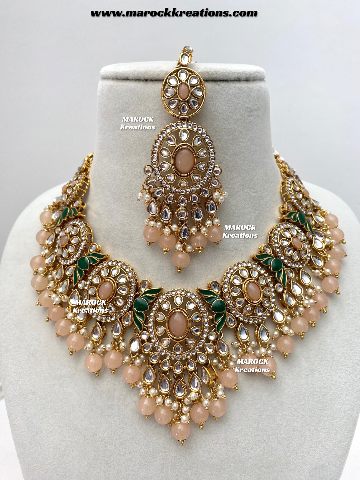 Iqra Premium Quality Kundan Meenakari Statement Necklace set