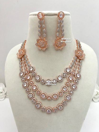 Rose Gold American Diamond Necklace set