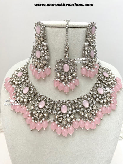 Naina Silver Stone Necklace set