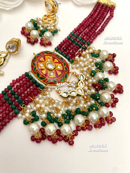 Saina Kundan Meenakari Statement Choker set