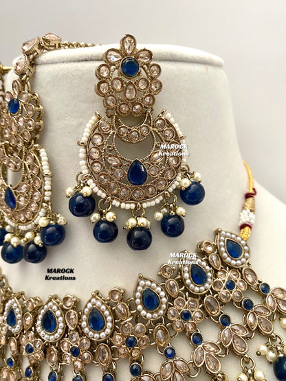 Sadhna Antique Gold Polki Necklace set