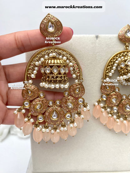 Tanya Bollywood style Kundan Meenakari Statement Earrings