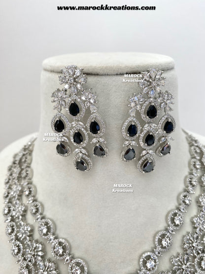 Kristi Silver American Diamond Necklace set