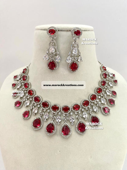 Silver American Diamond Necklace set