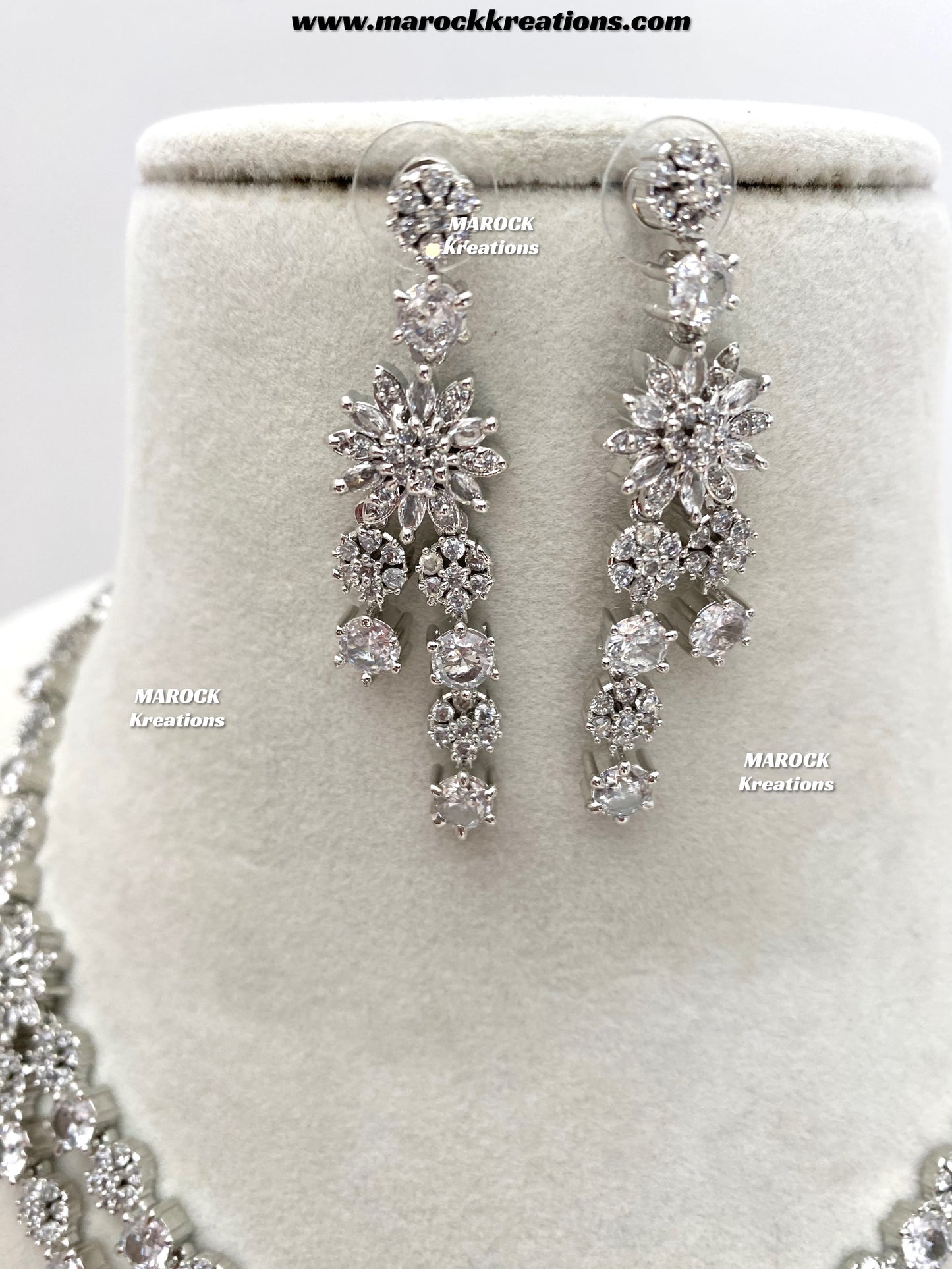 Sumra Silver American Diamond Double layer Necklace set  on