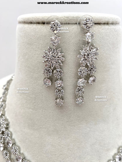Sumra Silver American Diamond Double layer Necklace set  on