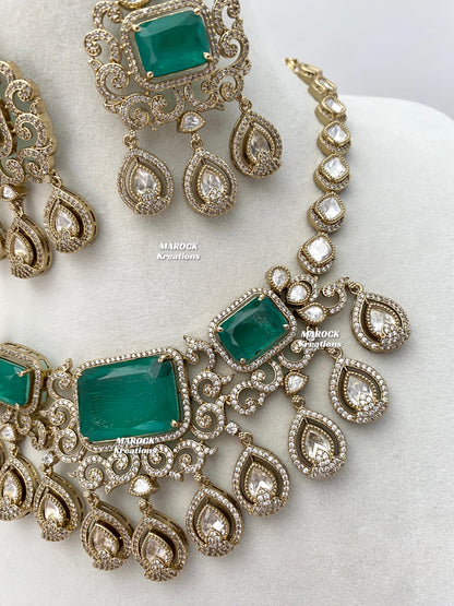 Labiba Sabyasachi inspired Premium Quality Moissanite Kundan with doublet stone Statement Necklace set