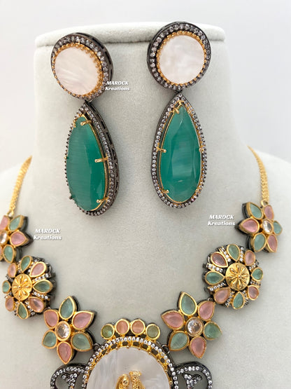 Raha Premium Quality Victorian  Kundan Necklace set