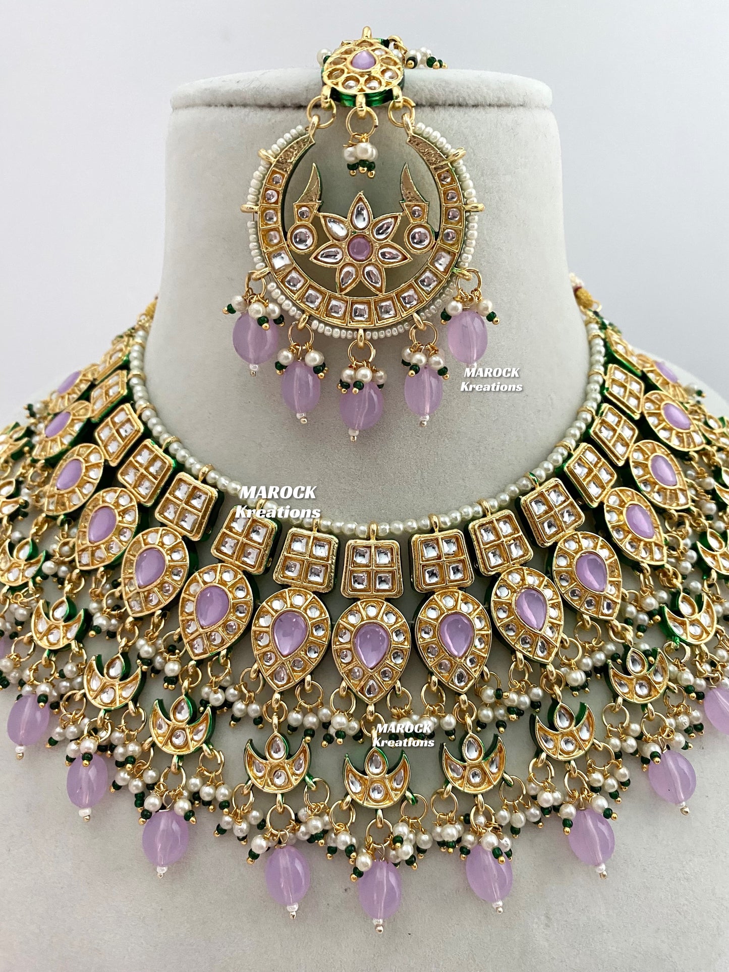 Premium Quality Thappa Kundan Statement Necklace set