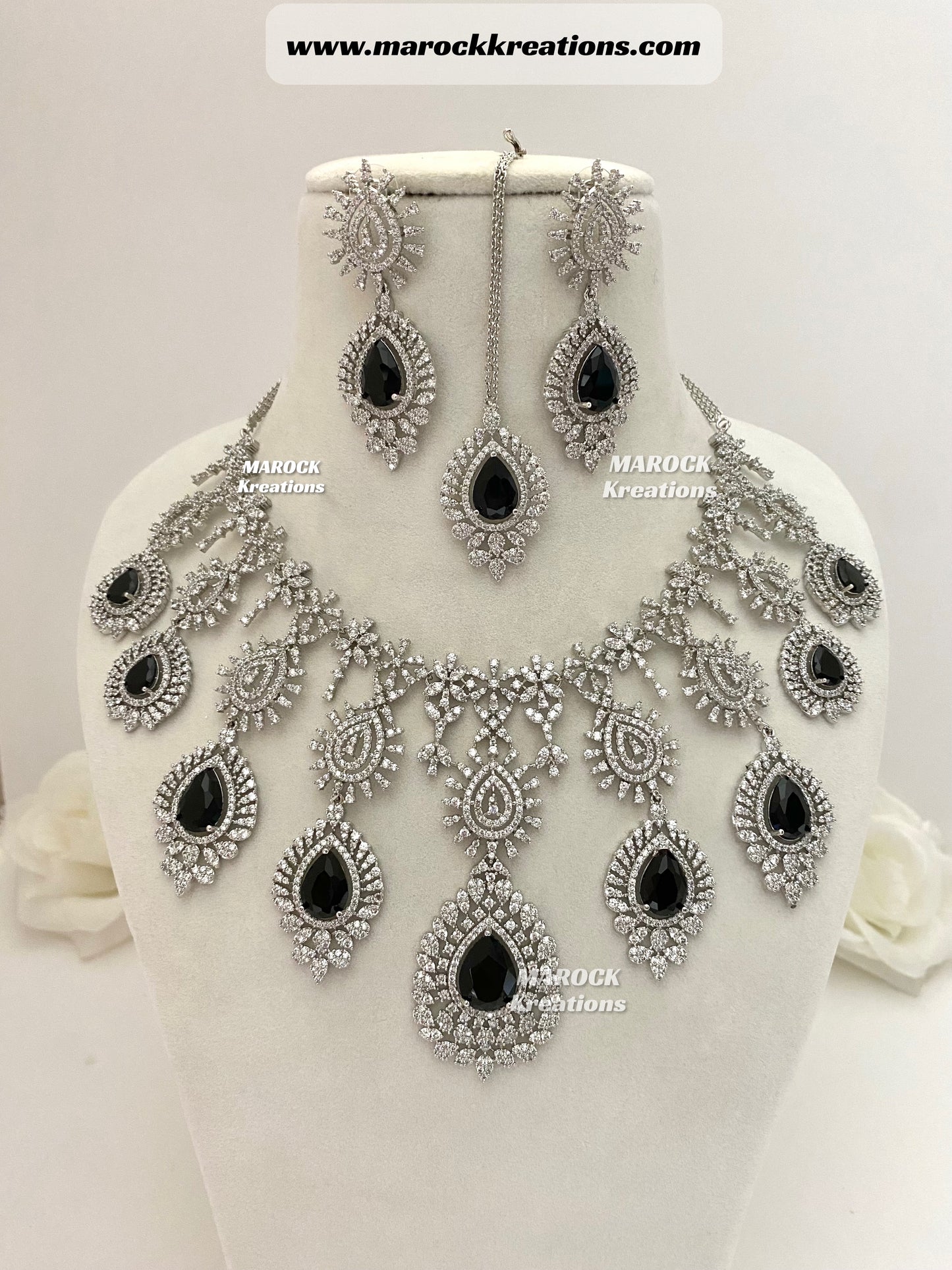 Zahra Silver American Diamond Necklace set