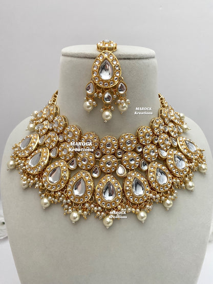 Premium Quality Thappa Kundan Necklace set