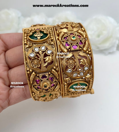 Shareen Premium Quality Gold plated handcrafted Meenakari openable screw statement kade/bangles