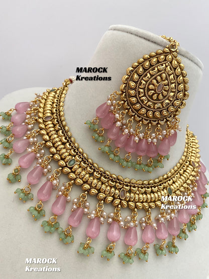 Trendy Gold plated traditional necklace sets/Elegant gold look necklace sets.