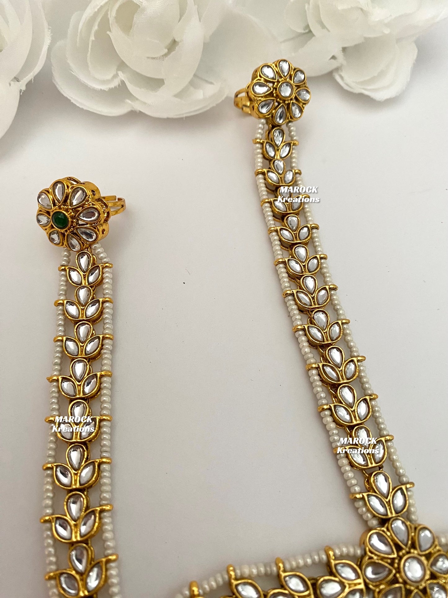 Premium Quality Kundan Hand pieces/Hath Panja/Bridal hand accessories/Ring attached with bracelet