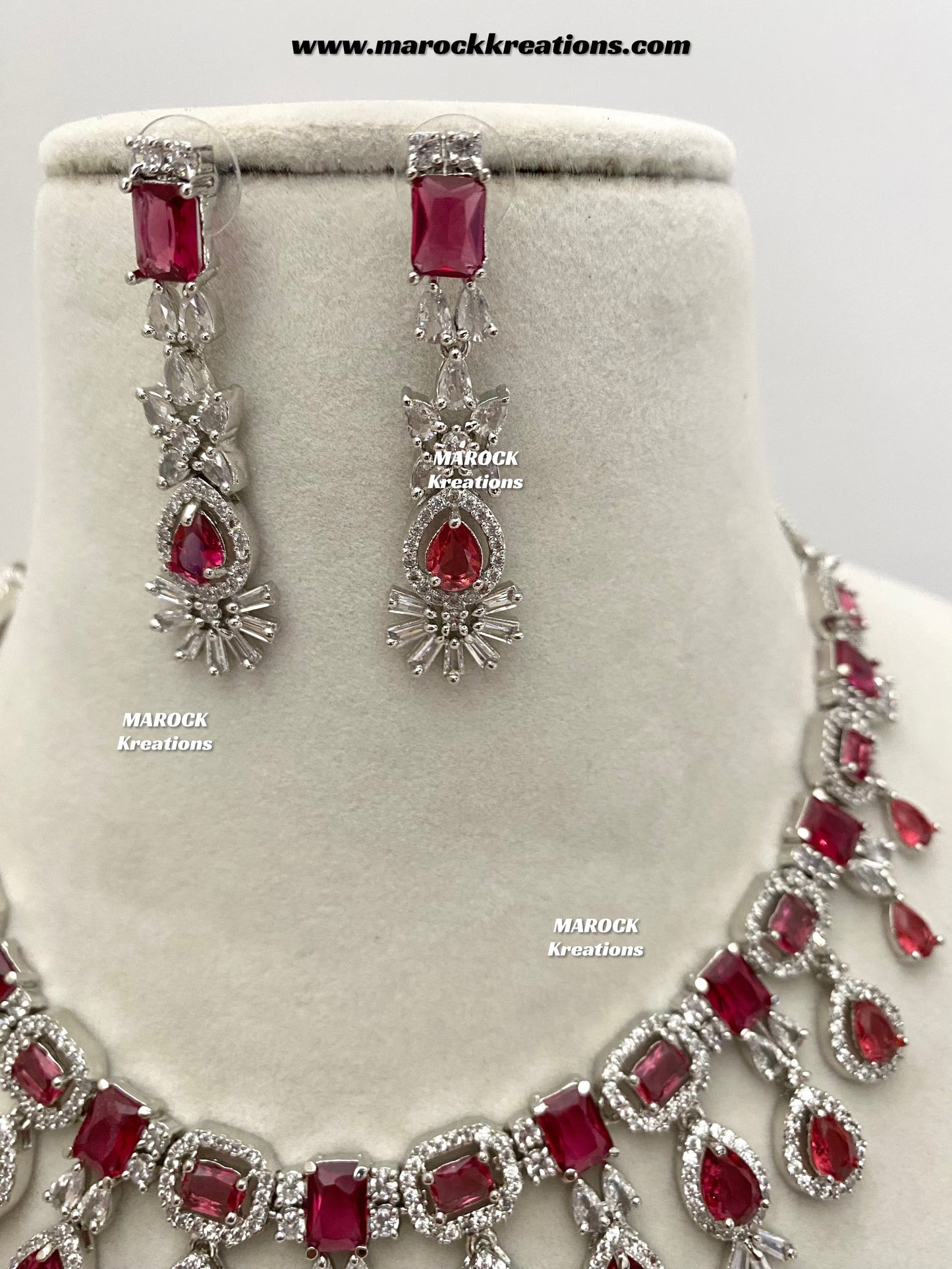 Erica Silver American Diamond Necklace set