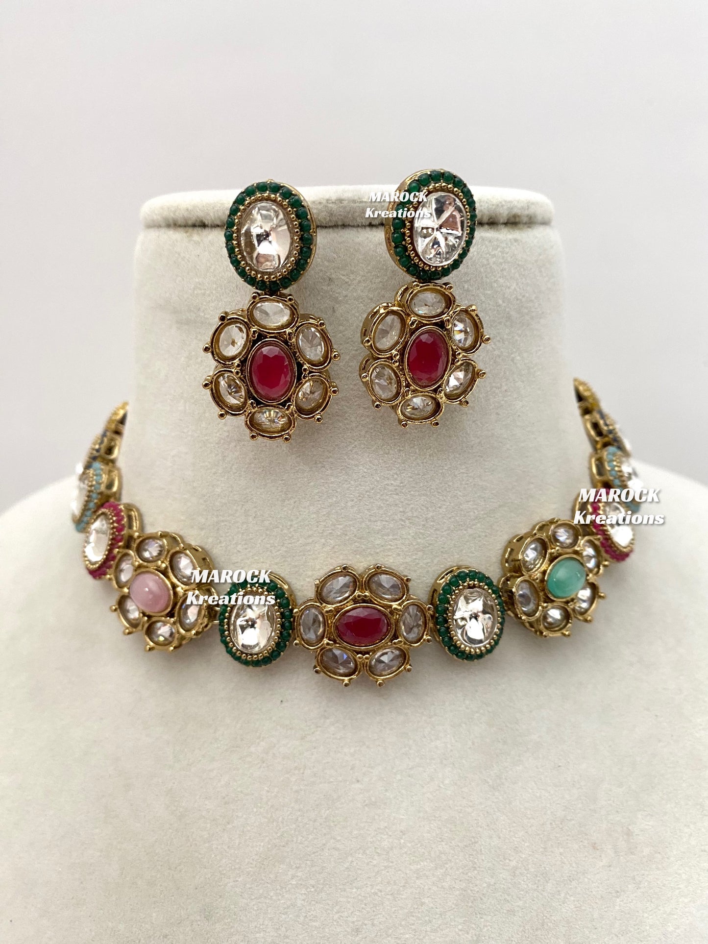 Arina Premium Quality Kundan Single line necklace set