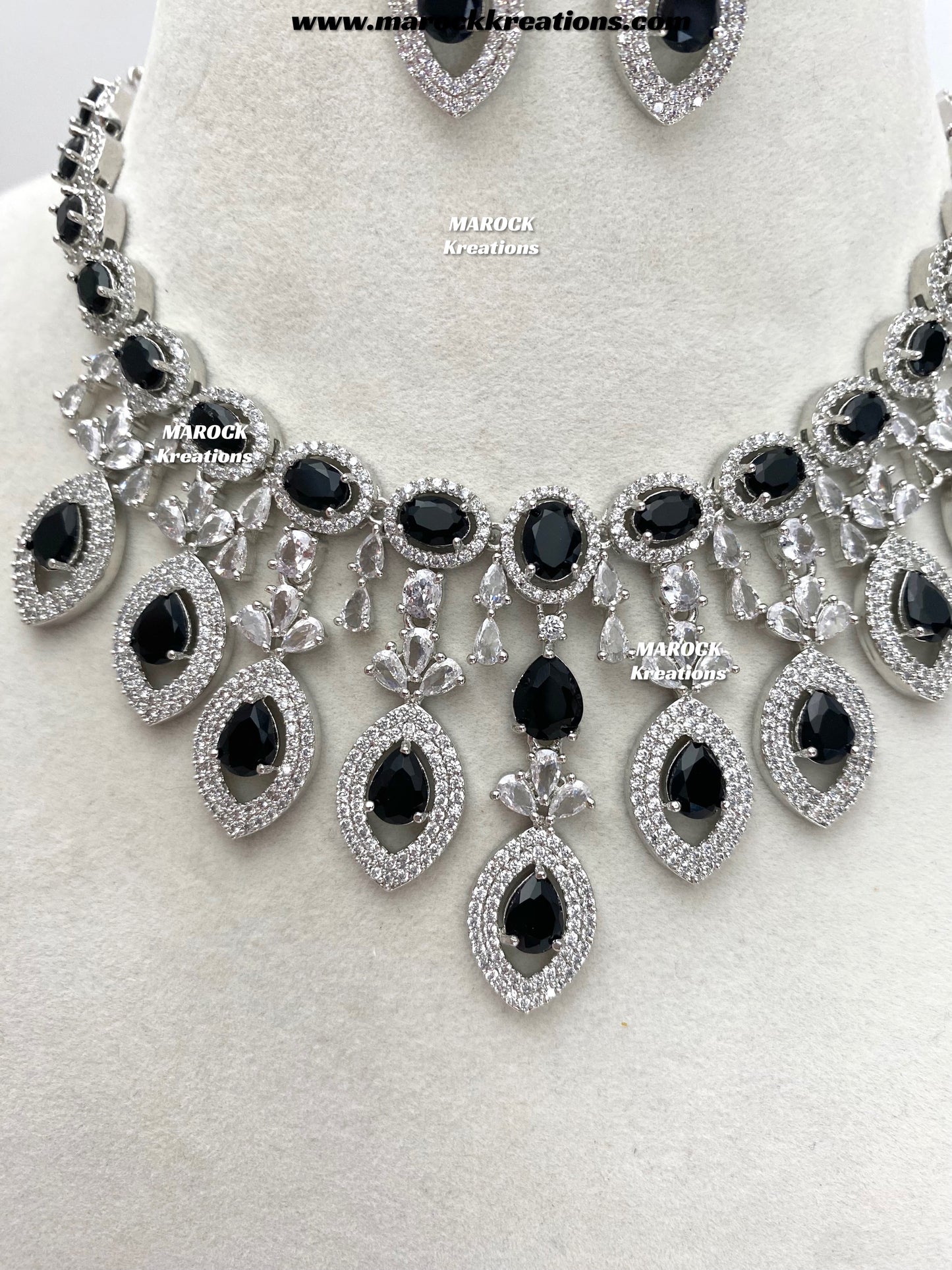 Samiha Silver American Diamond Necklace set