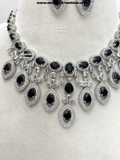 Samiha Silver American Diamond Necklace set