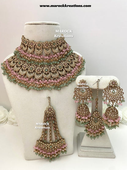 Meesha Premium Quality Pakistani Choker and Necklace combo set