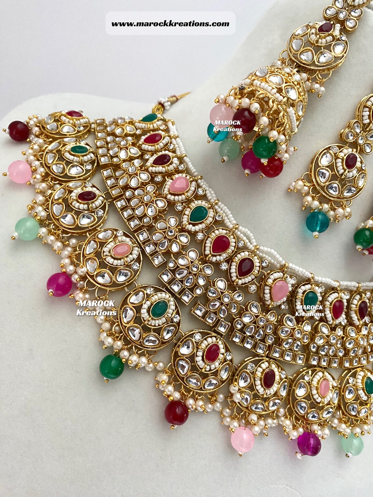 Kundan Necklace set comes with jhumki Earrings and tikka