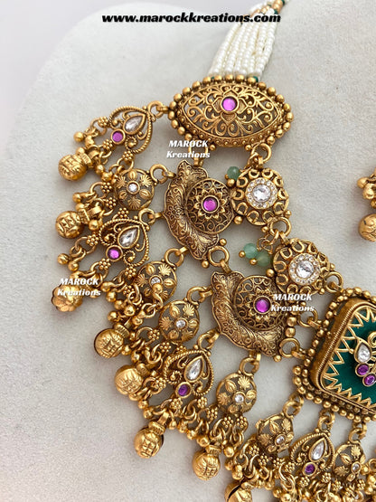 Jeena Premium Quality exclusive Gold Plated heritage necklace set