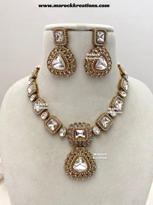 Syeda Premium Quality Kundan statement necklace set