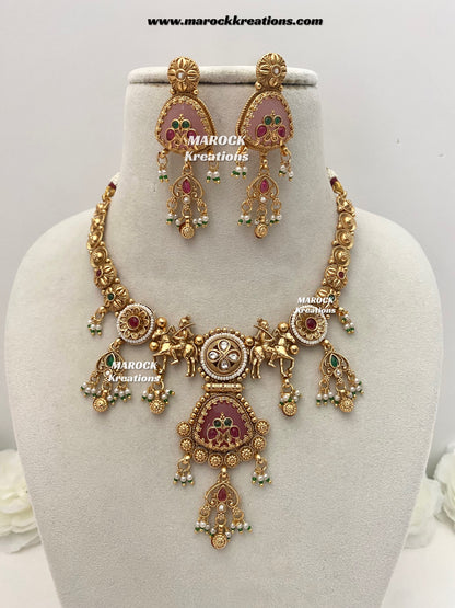 Amita Premium Quality exclusive Gold Plated heritage necklace set