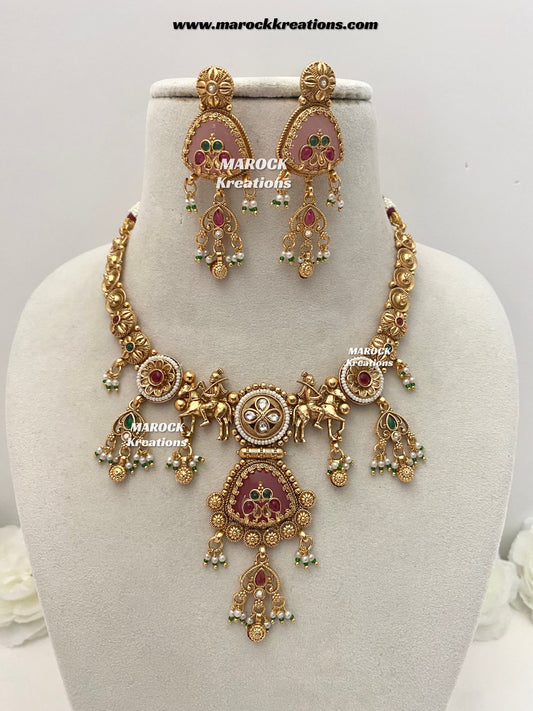 Amita Premium Quality exclusive Gold Plated heritage necklace set