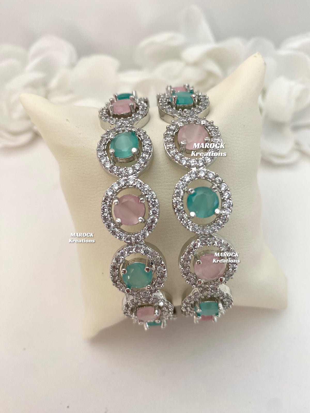 Silver American Diamond Bangles/Kade