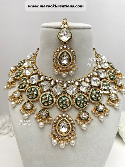 Hazel Kundan Meenakari Statement Necklace set/Bridal set