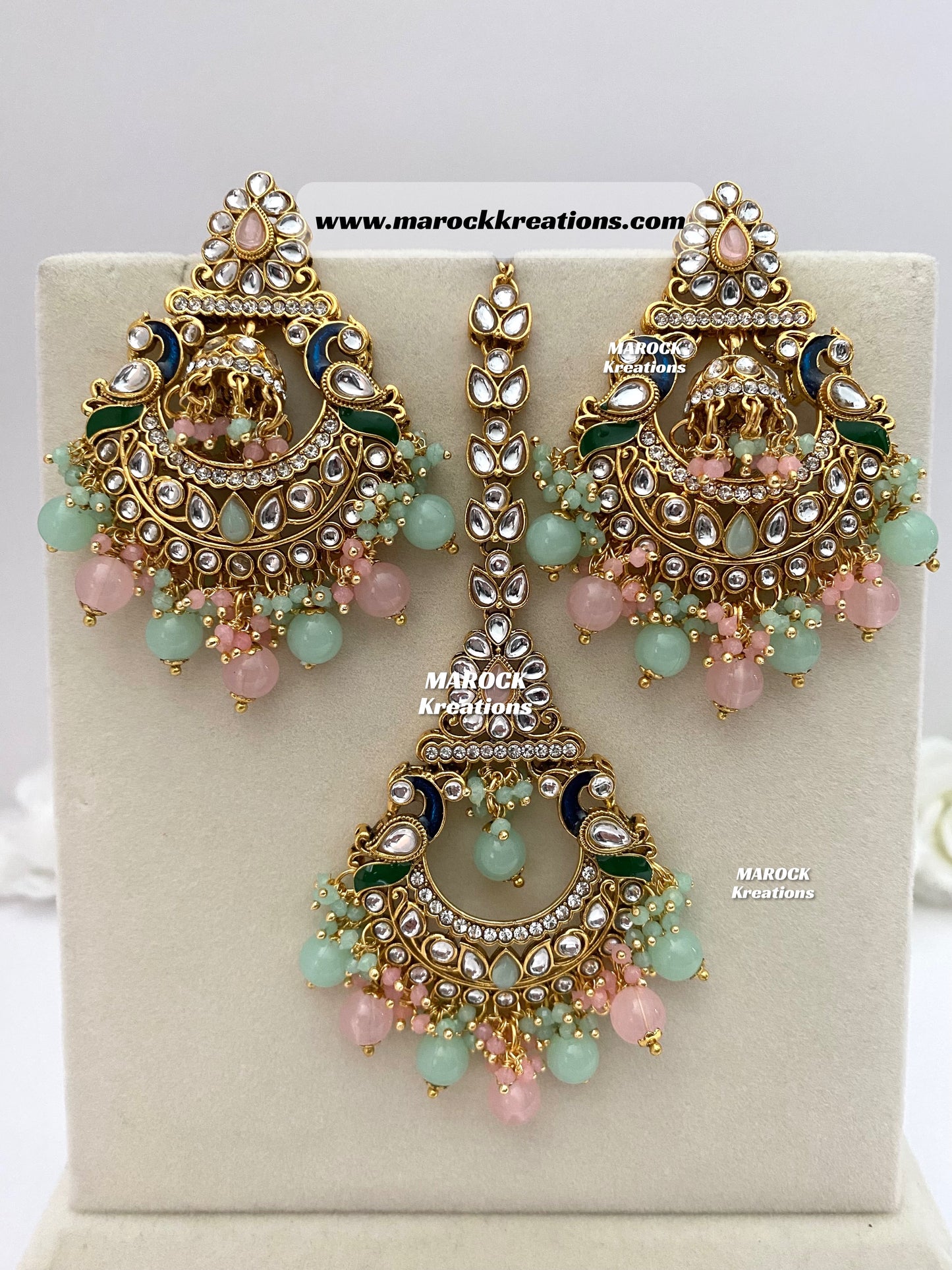 Premium Quality Kundan Earrings and tikka set