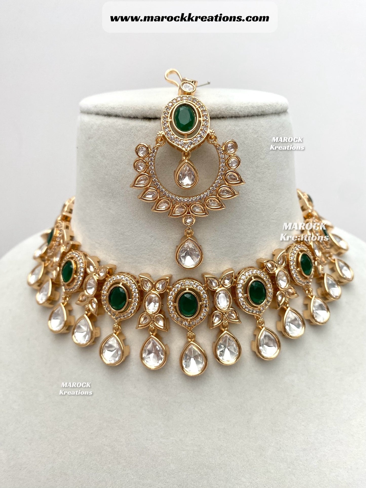 Naaz Tyani inspired Premium Quality gold plated Kundan Statement Necklace set