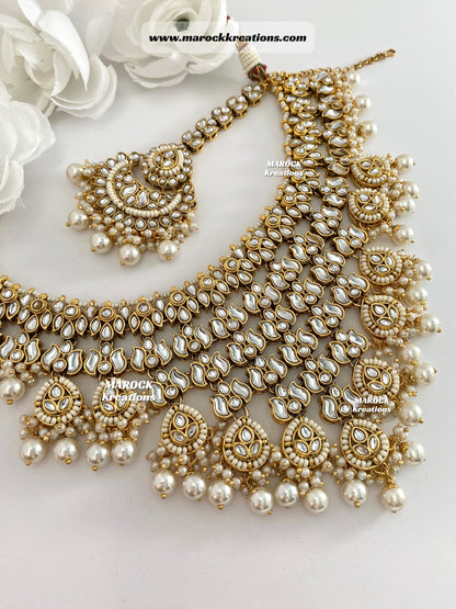 Fine Kundan V-shape Statement Necklace set