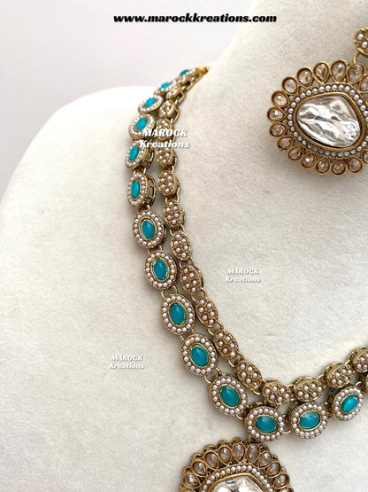 Nadira Kundan Polki double layer Necklace set