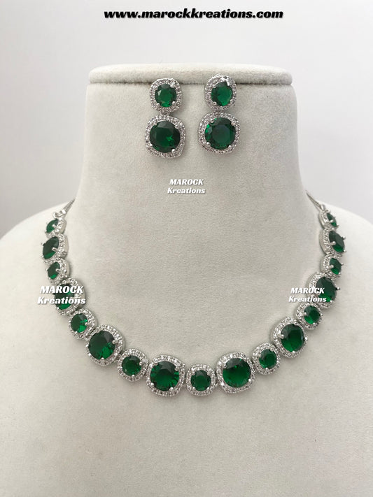 Shaila Silver American Diamond Necklace set