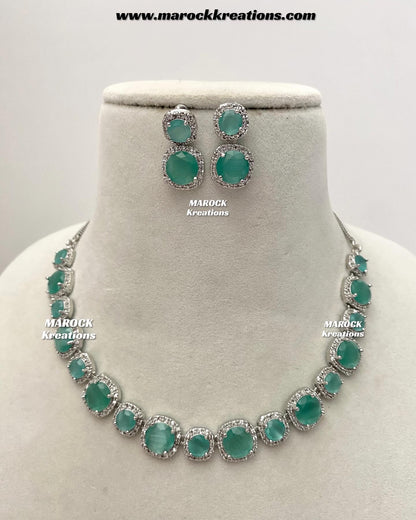 Shaila Silver American Diamond Necklace set