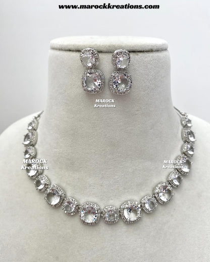 Shaila Silver American Diamond Necklace set