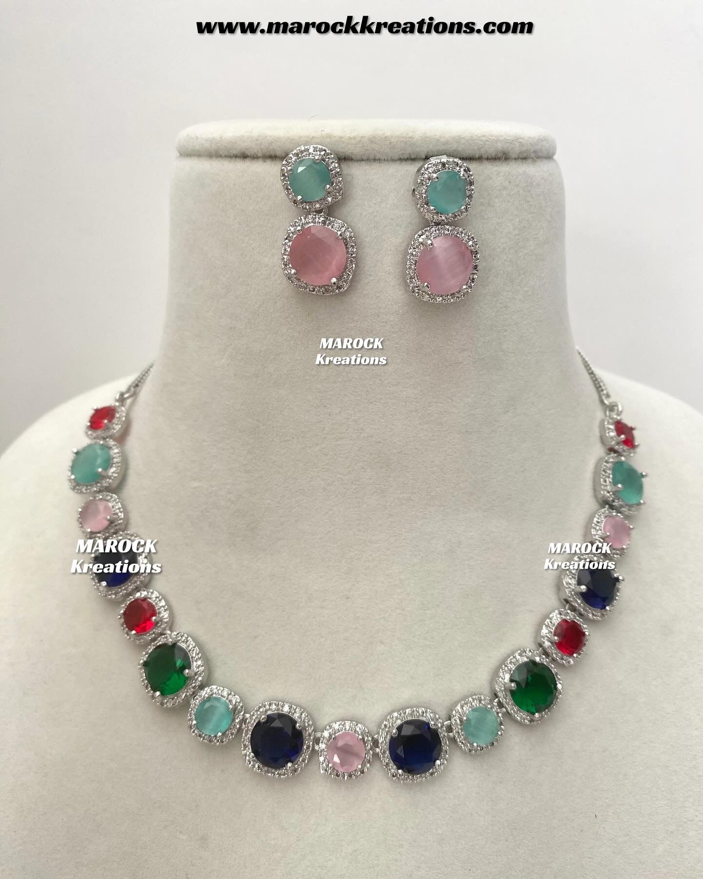 Shaila Silver American Diamond Necklace set