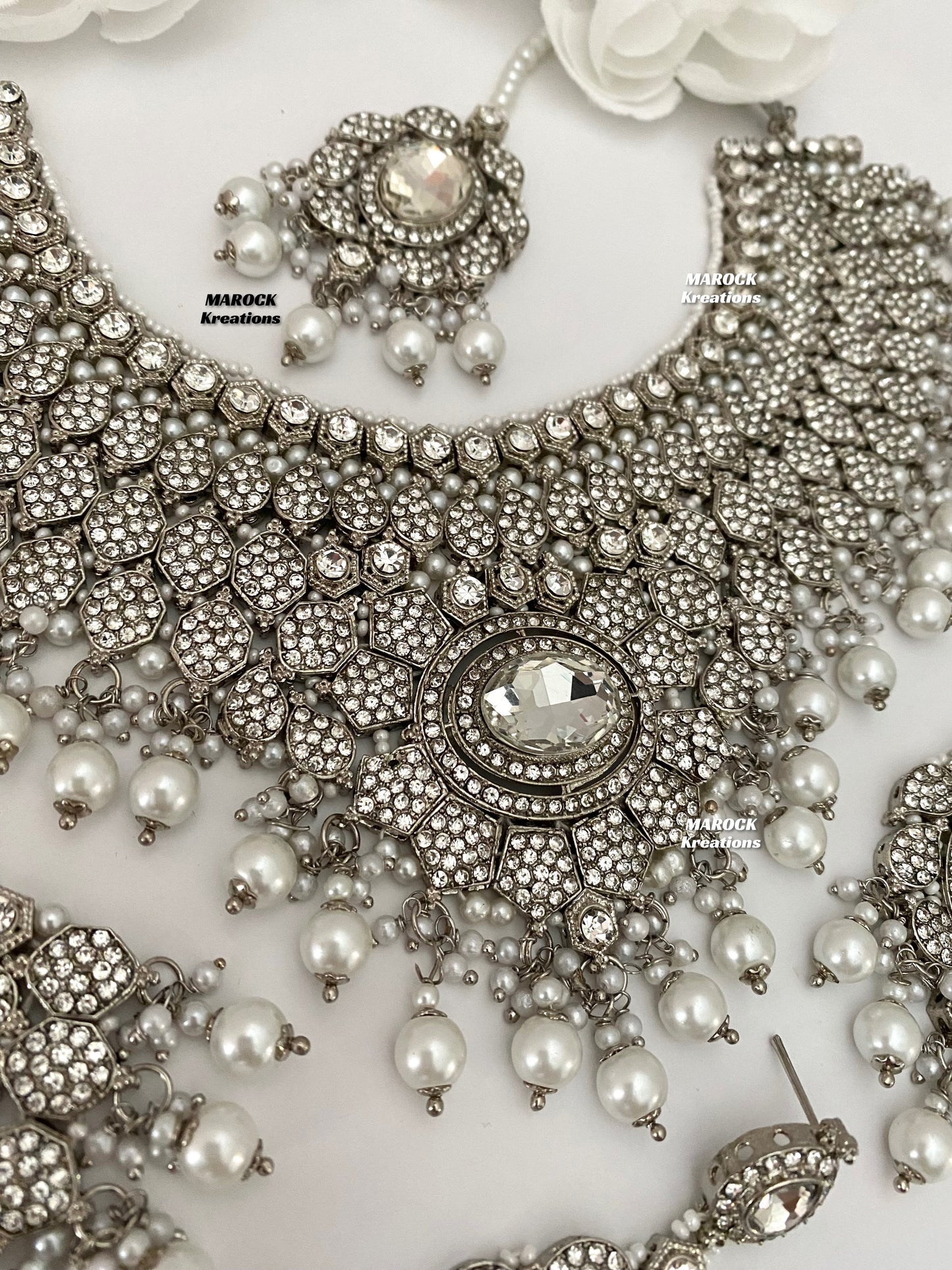 Silver Pakistani Necklace set