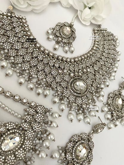 Silver Pakistani Necklace set