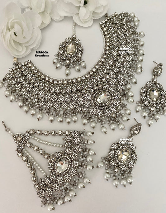 Silver Pakistani Necklace set