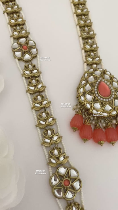 Kundan Coral Rani Haar/Long necklace