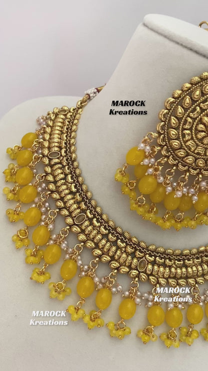 Trendy Gold plated traditional necklace sets/Elegant gold look necklace sets.