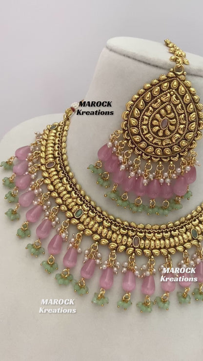 Trendy Gold plated traditional necklace sets/Elegant gold look necklace sets.