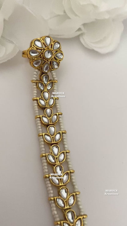 Premium Quality Kundan Hand pieces/Hath Panja/Bridal hand accessories/Ring attached with bracelet